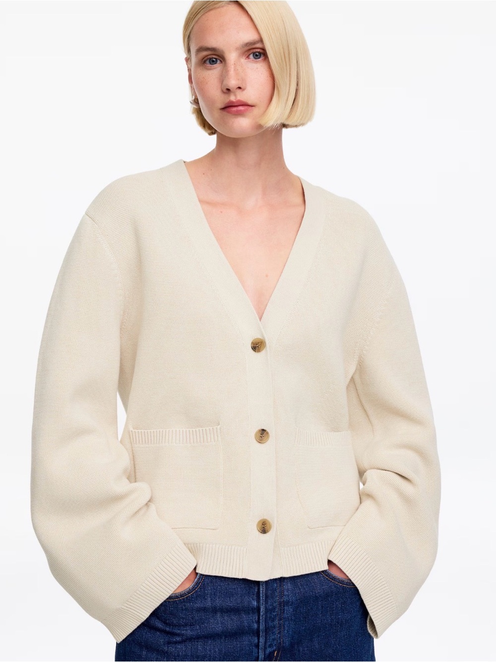 ARKET cinched waist cardigan in beige